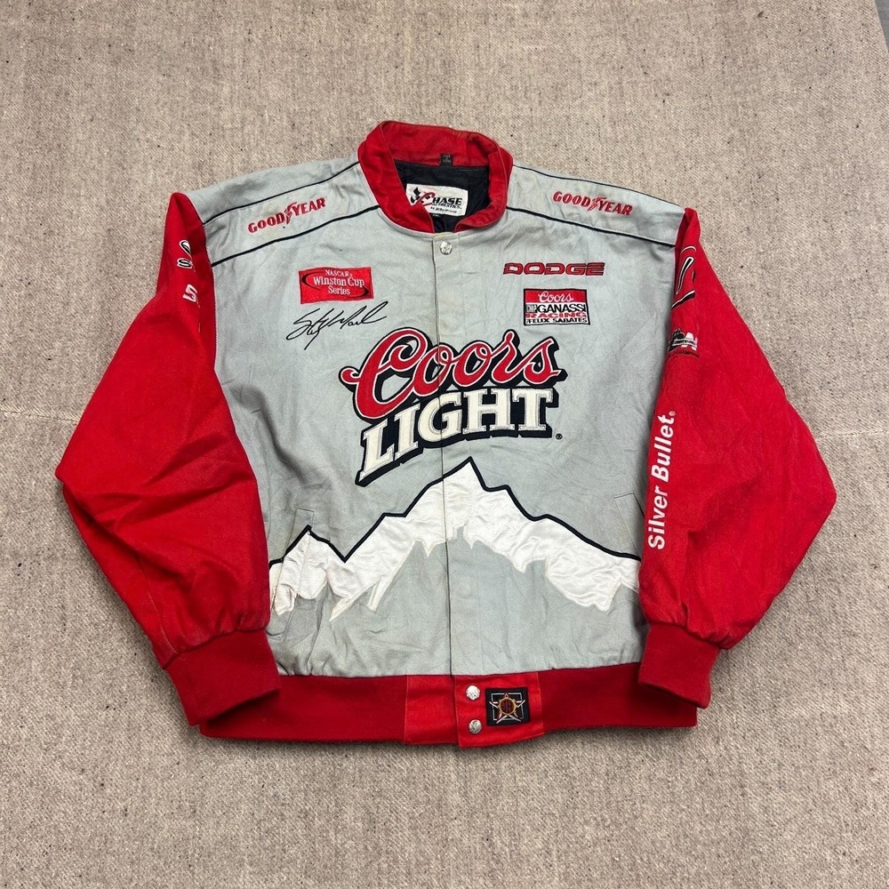 Vintage Coors Light Nascar Jacket Mens XXL Gray 1990s Jeff Hamilton